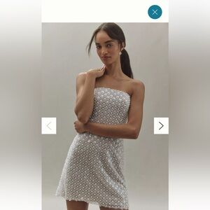 Watters White Beaded Strapless Mini Dress